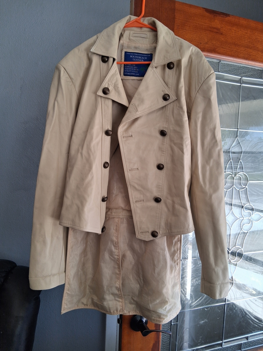 Women's Double-Breasted Trench Coat Jacket in Light Beige